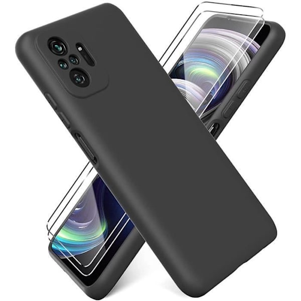 Coque för Redmi Note 10 Pro 5G (6,67") Stöttålig Precis Skuren Svart + Härdat Glas Svart