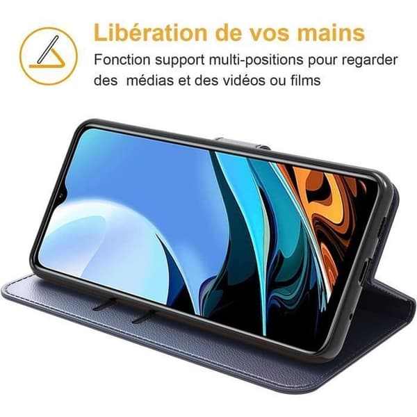 Skyddsfodral för Xiaomi Redmi 9T Blå Marin Flip Rep- och Stötsäker marinblå