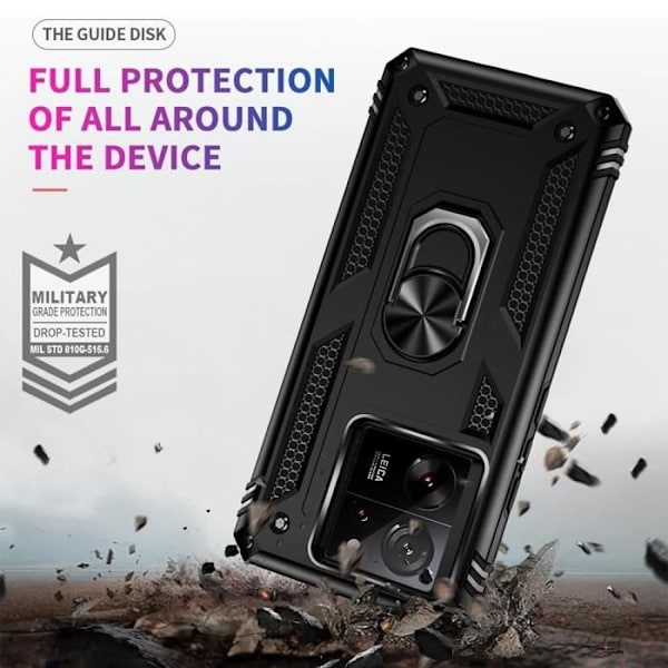 Skyddsskal - Xiaomi - 13T/13T Pro - Stötsäker - 360° svängbart ställ - Svart Svart