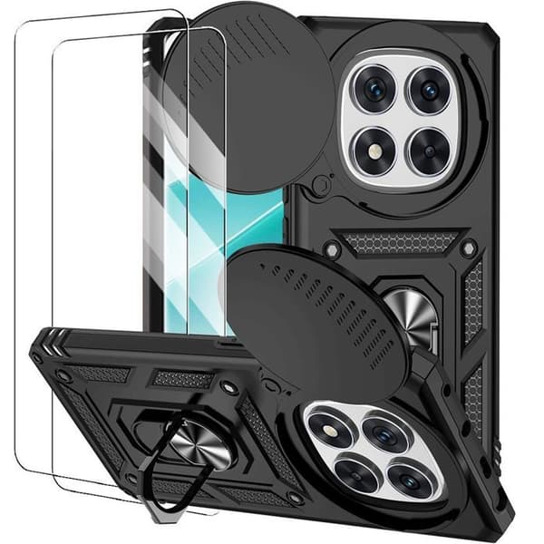 Skyddsskal - för Xiaomi Redmi Note 14 Pro 4G - Stötsäker - Kameraskydd - 2 Härdade glas Svart