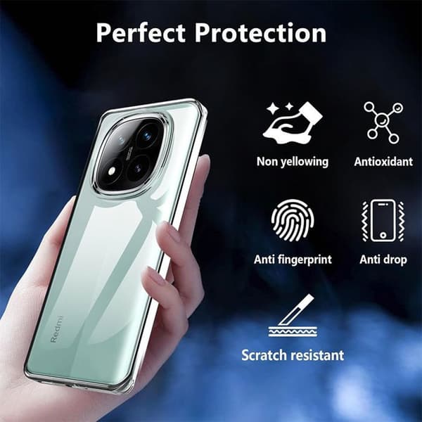 Skyddande skal - E.F.CONNECTION - För Xiaomi Redmi Note 14 Pro+ 5G - Transparent - Stötsäker - Flexibel Transparent