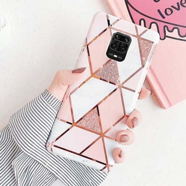 Mobiltelefonkedjefodral för Redmi Note 10-10S Anti-Scratch Pink Marble Pattern Rosa