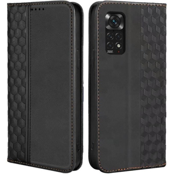 Etui til Xiaomi Redmi Note 11 - Redmi Note 11S, beskyttelse sort syntetisk læder magnetisk lukning