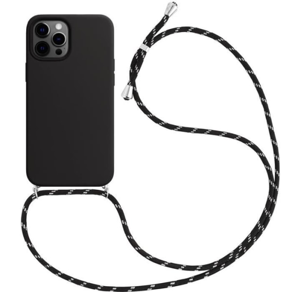 Fodral för iPhone 12 Pro (6,1") Enfärgad Mjuk Anti-Shock Anti-Scratch Silikon med svart halsband