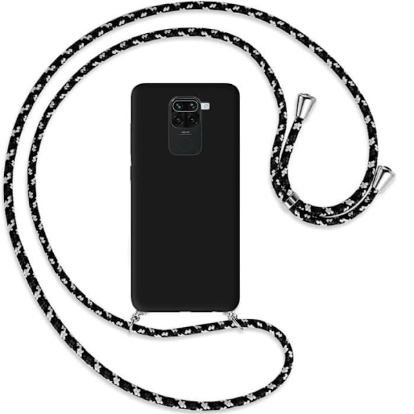 Taske til Redmi Note 9 (6,53") Ensfarvet Blød Anti-Shock Anti-ridse Silikone Inkluderet Universal Nakkestrop Sort Svart