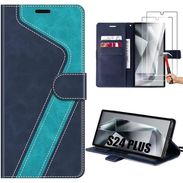 Coque - Efconnection - för Samsung Galaxy S24 Ultra - Blå - 360 Graders Skydd - Rep-Resistent Blå