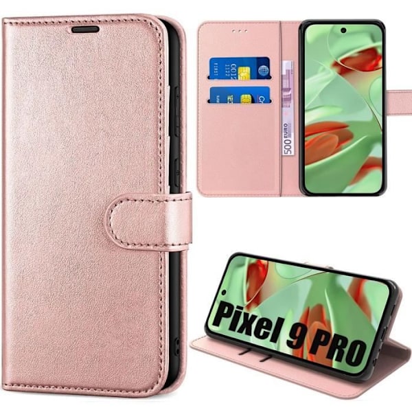 Coque för Google Pixel 9 Pro - MÄRKE - Flip Case Läder Effekt - Rosa - Mjuk - Fällbart Stöd Rosa