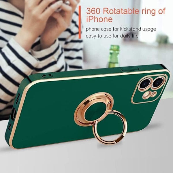 Ringetui til iPhone 12 Pro Max (6,7") Midnight Green Luxury Elegant Shockproof Fashion Blød TPU Midnattsgrönt