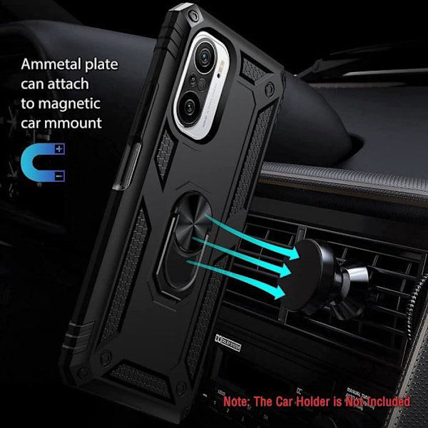 Fodral till Xiaomi 11i (6,67") ringstativ skydd tjock kant förstärkt silikon Anti-Shock svart Svart
