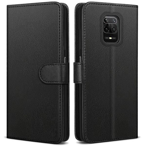 Etui til Redmi Note 9S (6,67") sort lædereffekt Elegant design solid magnetisk lukning Svart