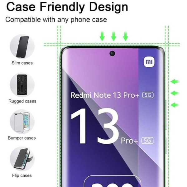 3 hærdede briller til Xiaomi Redmi Note 13 Pro Plus 5G - Note 13 Pro+ 5G, slank anti-ridsebestandig skærmbeskytter