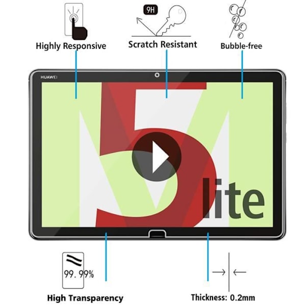 Til Huawei MediaPad M5 Lite 10.1" - Parti - Pakke med 2 skærmbeskyttere af hærdet glas
