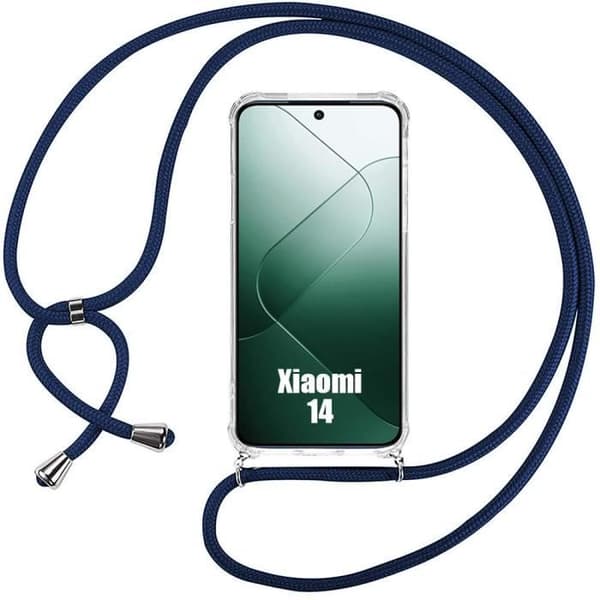 Coque - Xiaomi - 14 - Stötsäker - Transparent - Marinblå Snodd marinblå