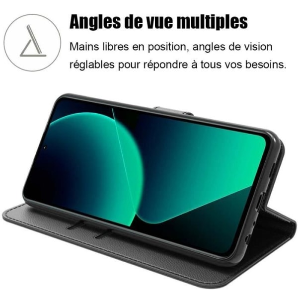 Coque + 2 Beskyttelsesglas - Xiaomi - 13T/13T Pro - Stødabsorberende Etui - PU Læder - Sort Svart
