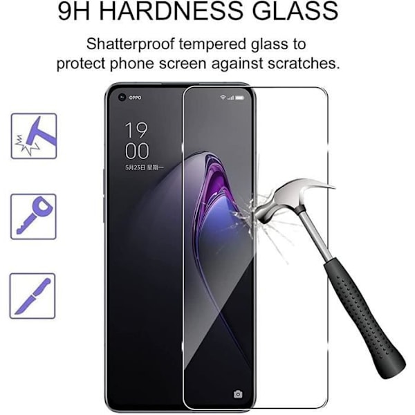 Pakke-3 hærdet glas til OPPO Reno 8 5G skærmbeskytter 9H stødsikker Transparent