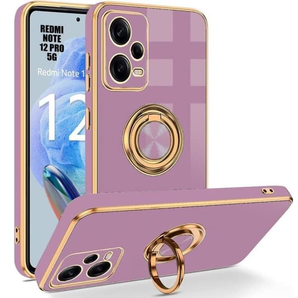 Coque - Xiaomi - Redmi Note 12 Pro 5G - Stöttålig - Silikon - 360° Rotationsring Lila