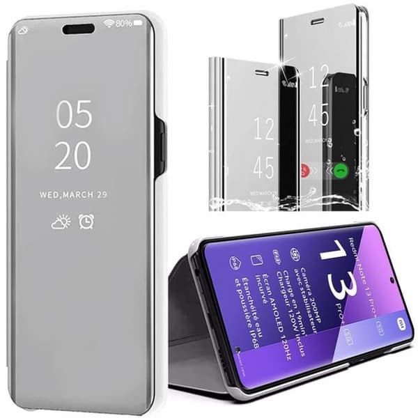 Coque - E.F.CONNECTION - för Xiaomi Redmi Note 13 Pro+ 5G - Stötsäker - Inbyggt stödfäste - Silverfärgade Silver
