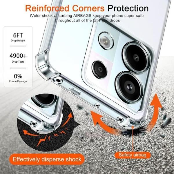 Coque - Xiaomi - Redmi Note 13 Pro 5G - Stötsäker - Förstärkt Skydd - Röd Snodd Klart, rött