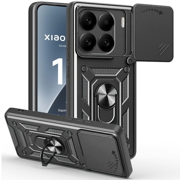 Cover til Xiaomi 15 - Forstærket Stødsikker Beskyttelse med Rigid Anti-Rids Kamera Dækning - Sort Svart