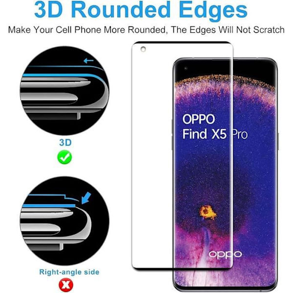 [4 delar] Transparent härdat glas för OPPO Find X5 Pro Transparent