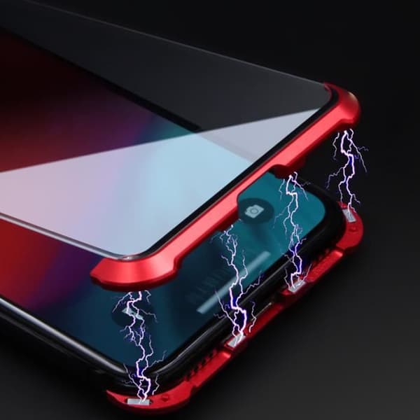Magnetisk Skal - Alisuber - iPhone X XS - Silver - Härdat Glas - Adsorption