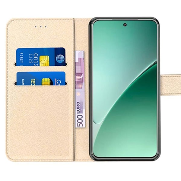 Coque + 2 Tårede Glas til Xiaomi 15 Pro, Stød- og Ridsefrit Beskyttelse i Syntetisk Læder - Gylden gyllene