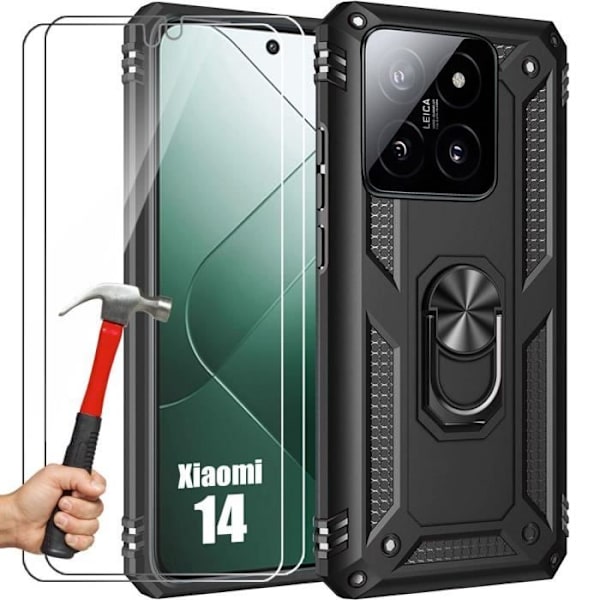 Coque og Temperede Glas - E.F.CONNECTION - Xiaomi 14 - Sort - Ridsefrit - Stødabsorberende Svart