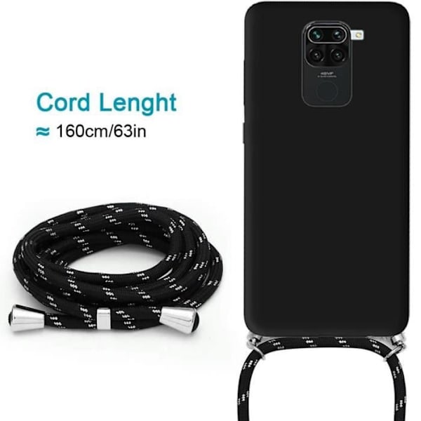 Coque - Redmi - 9C - Silikon Mjuk - Justerbar Axelrem - Svart Svart