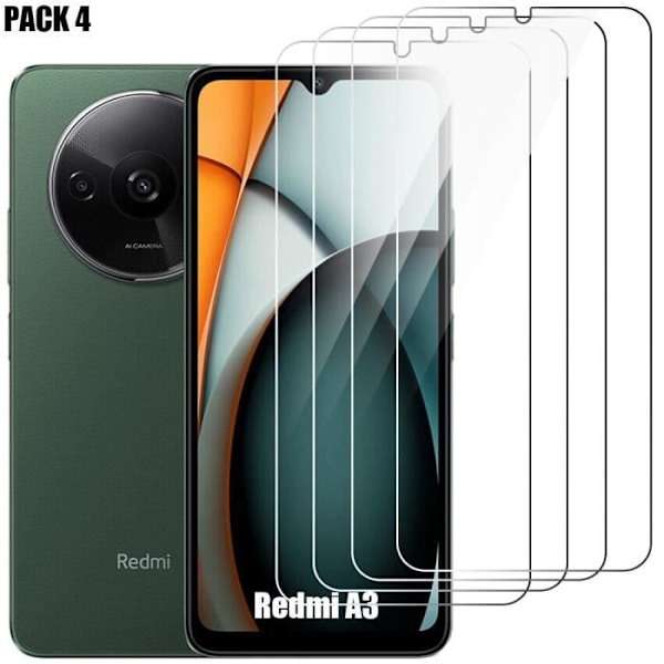 Skærmbeskyttelse - E.F.CONNECTION - Xiaomi Redmi A3 - Tempereret Glas - Pakke med 4 - 9H Resistent Transparent