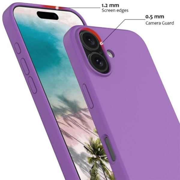 Silikonfodral för iPhone 16 Plus - Ultra Slim Mjukt Matt Skydd Lila + 2 härdade glasögon
