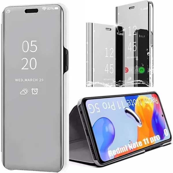 Fodral till Xiaomi Redmi Note 11 Pro 4G-5G Mirror Effect Translucent Window Silver Silver