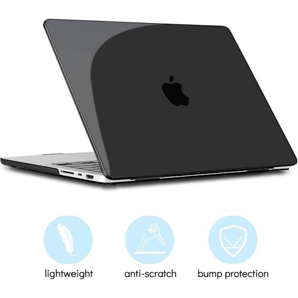 Cover til MacBook Air 15 Tommer M4 M3 M2 2025 2024 2023, Ventileret Hård Beskyttelse Stødabsorberende Skridsikker Sort Svart