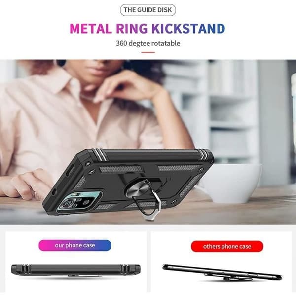 Skyddsfodral för Redmi Note 10S - E.F.CONNECTION - Styv - Stödring - Stötsäker silikon - Svart Svart