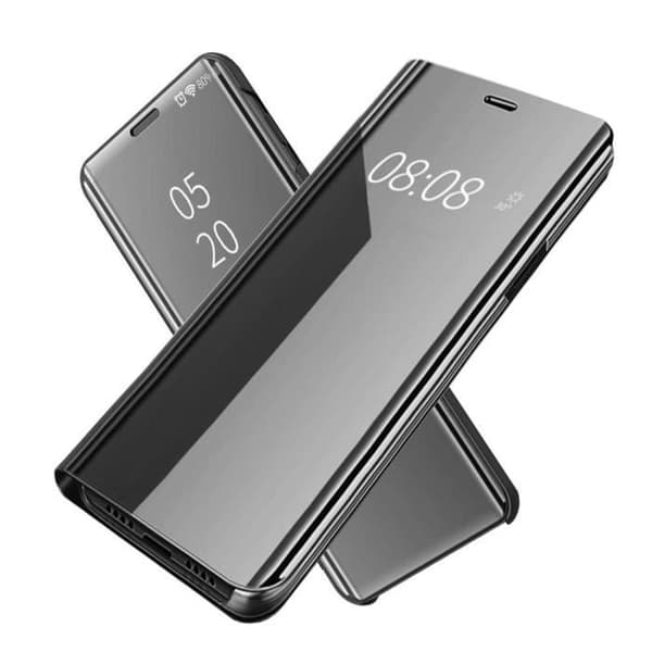 Xiaomi Redmi Note 9 Pro Fodral, Stötsäkert Slim Folio Mirror Fodral med robust skyddsstativ för Redmi Note 9 Pro, Svart