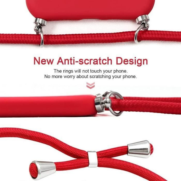 Stødabsorberende Cover - Xiaomi - Redmi Note 13 5G - Hybrid Silikone - Snor - Rød Röd