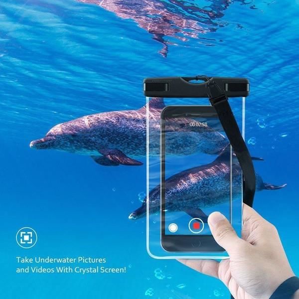 Vattentät pekväska för SAMSUNG Galaxy A50 Smartphone Water Beach IPX8 vattentätt fodral (SVART)