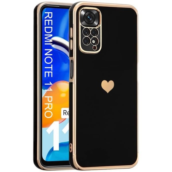 Silikonfodral till Xiaomi Redmi Note 11 Pro Anti-Scratch Soft Heart Pattern - Svart