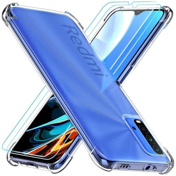Skyddsskal för Redmi 9T - E.F.CONNECTION - Förstärkt skydd med design av TPU + Härdat glas - Transparent Transparent