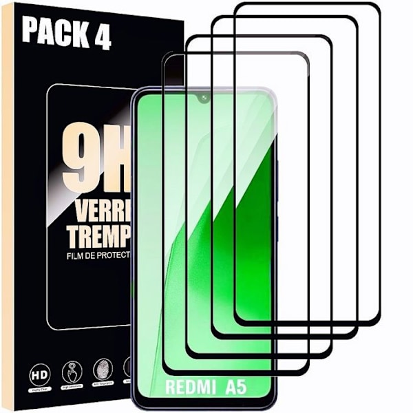 Pack-4 Helglas til Xiaomi Redmi A5 4G - Stødabsorberende og Ridsefast med Sort Kant Transparent