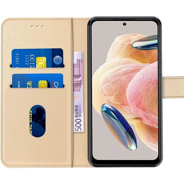 Fodral till Xiaomi Redmi Note 12 - Guld Anti-Rapskydd Mjukt PU-läder 360 grader