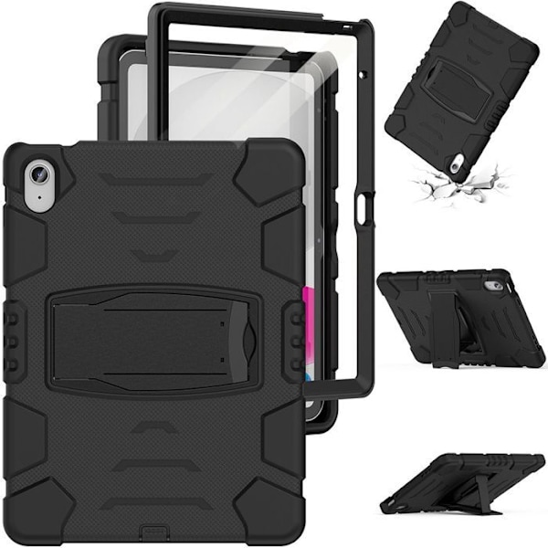Cover til iPad A16 (11") / iPad 10 2022 (10,9" 10. generation) 360° stødabsorberende hård beskyttelse med stativ - Sort Svart