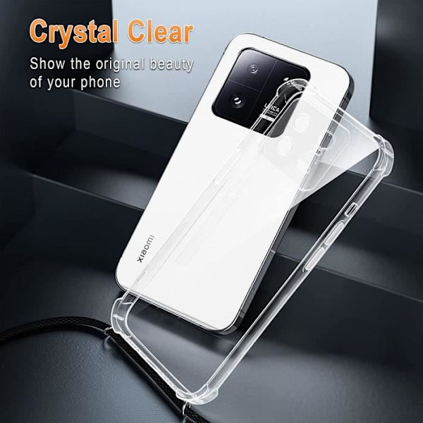 Etui til Xiaomi 13 Transparent Anti-Shock TPU forstærket beskyttelse med sort ledning
