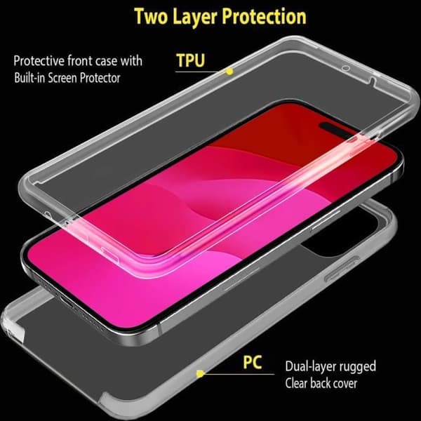 Skyddsgalv - 360° skydd - för iPhone 15 Pro - Transparent - Stötresistent - Slim Transparent