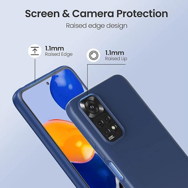 Fodral och 2 härdade glasögon för Redmi Note 11-Note 11S, skydd TPU Marinblå