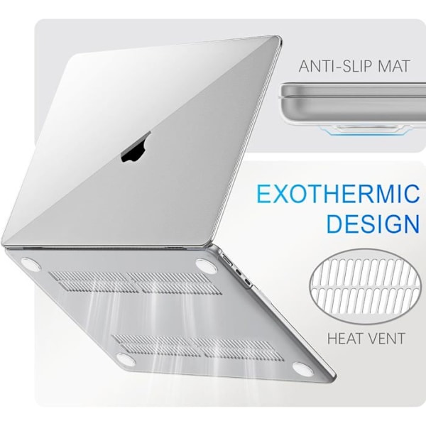 Skal Kompatibel med MacBook Air 15 Tum M4 M3 M2 2025 2024 2023 Utgåva A3241 A3114 A2941, Skyddsfodral Hårdt Hölje [A1] Färg: Klar Kristall