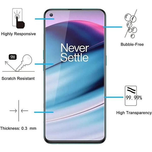 Skyddsglas – E.F.CONNECTION – One Plus Nord CE 5G – Härdat glas – Repbeständig – Snabb installation Transparent