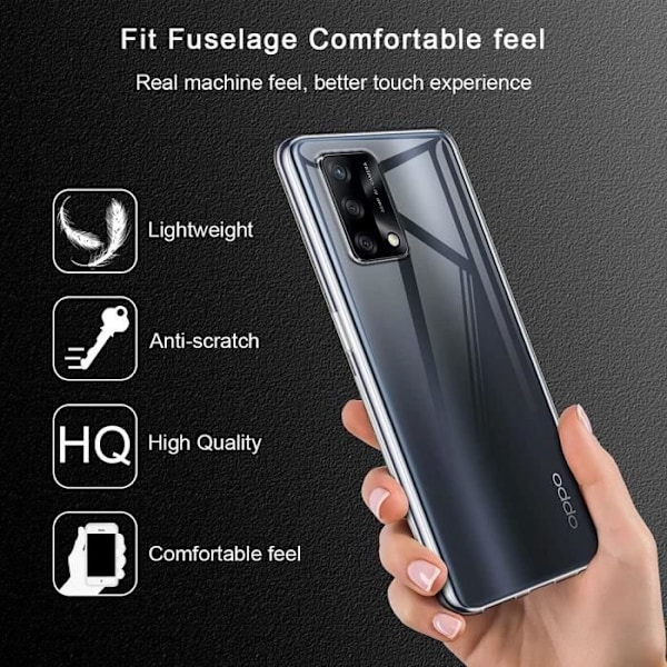 Skyddsfodral för OPPO A74 5G - E.F.CONNECTION - Mjuk - Transparent - Härdat glas ingår Transparent