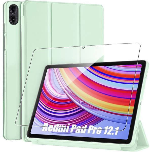 Skal för skydd - E.F.Connection - Xiaomi Redmi Pad Pro 12,1" - Grön - Härdat glas - Fällbart ställ Grön