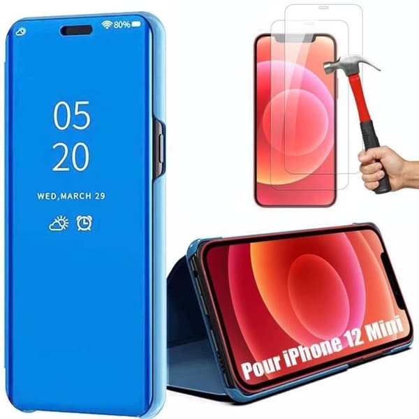 Skyddskal - E.F.CONNECTION - för iPhone 12 Mini - Hård - Blå - Inbyggd stöd för skärm Blå