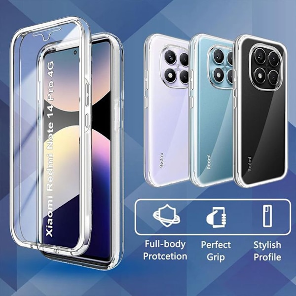 Coque för Xiaomi Redmi Note 14 Pro 4G (inte för 5G) Hel skydd Stötabsorberande Transparent Silikon+PC Transparent